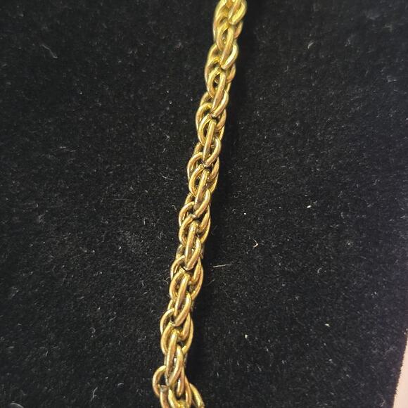 Egyptian Pharoah Bib Necklace Blue Stones Beads Gold Tone Rope Chain Statement - Picture 6 of 9